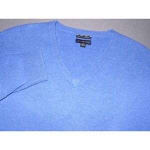 Club Room 100% Cashmere Light Blue V-Neck Light Weight Sweater Men's XL